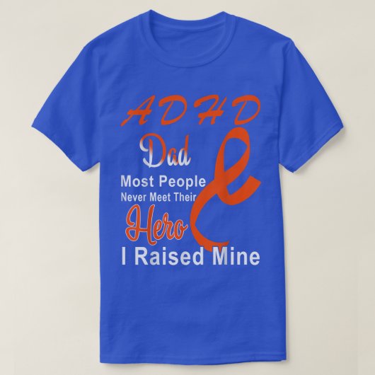 ADHD認識度オレンジリボンパパサポート父 Tシャツ (デザイン正面)