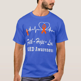 ADHD認識度信仰希望オレンジリボンサポートCh Tシャツ
