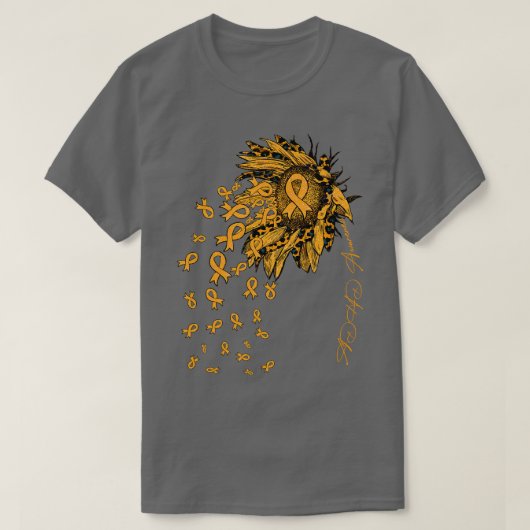 ADHD認識度認識度ひまわりリボン花 Tシャツ (デザイン正面)