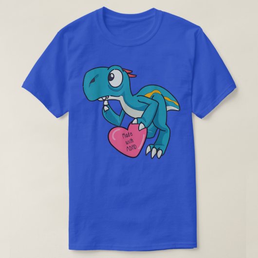 ADHD青おもしろい恐竜715 Tシャツ (デザイン正面)