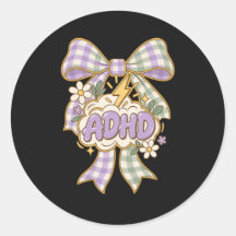 ADHD かわいいボヘミアンリボン脳ライトニングステッカー