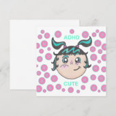 ADHD のかわいいグリーティングカード。「ADHD Cute」イラスト付き (正面/裏面)
