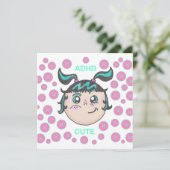 ADHD のかわいいグリーティングカード。「ADHD Cute」イラスト付き (スタンド正面)