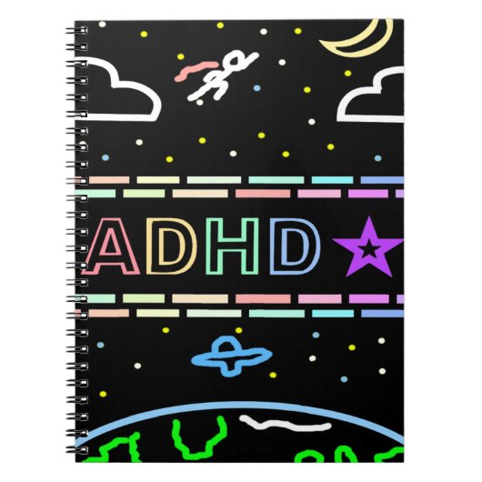 ADHD ジャーナル 子供向け 宇宙テーマのノートブック  (正面)