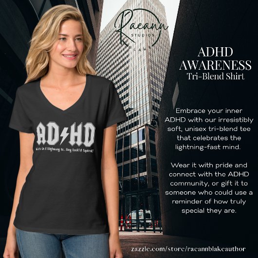 ADHD メンタルヘルシー アウェアネス Vネック Tシャツ