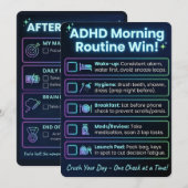 ADHD 朝のルーチン チェックリスト 印刷/ダウンロード カード (正面/裏面)