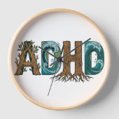 ADHD 自然要素タイポグラフィーデザイン 壁時計 (正面)