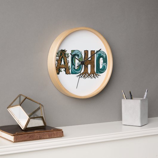 ADHD 自然要素タイポグラフィーデザイン 壁時計 (オフィス)