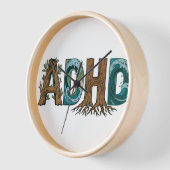 ADHD 自然要素タイポグラフィーデザイン 壁時計 (傾斜)
