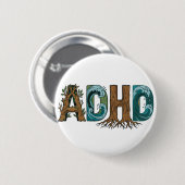 ADHD 自然要素タイポグラフィーデザイン 缶バッジ (正面&裏面)