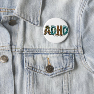 ADHD 自然要素タイポグラフィーデザイン 缶バッジ