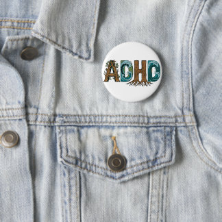ADHD 自然要素タイポグラフィーデザイン 缶バッジ