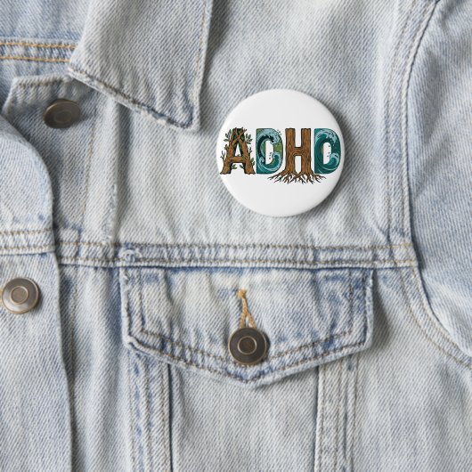 ADHD 自然要素タイポグラフィーデザイン 缶バッジ (インサイチュ)