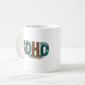 ADHD 自然要素 タイポグラフィ デザイン コーヒーマグカップ (正面左)