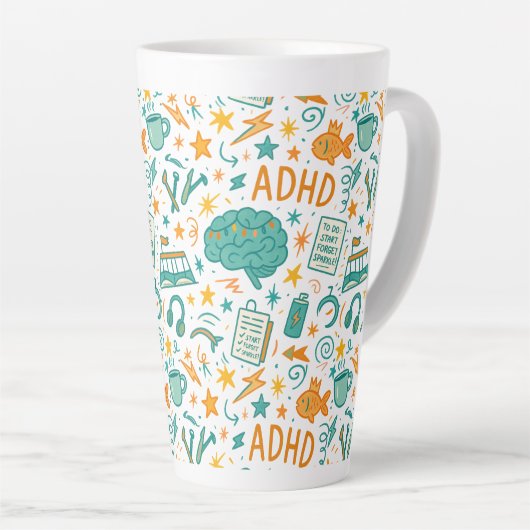 ADHD:魔法のように気を散らす カフェラテマグ (右アングル)