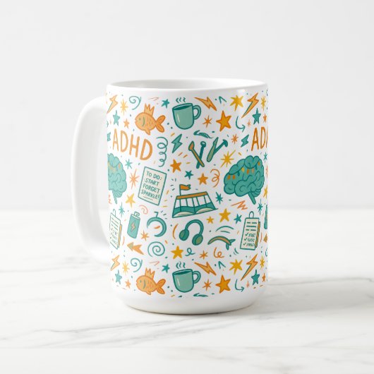 ADHD:魔法のように気を散らす コーヒーマグカップ (正面左)