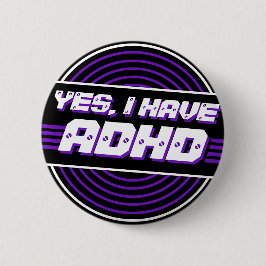 ADHD 80sミュージックブラックパープルビニールレコード 缶バッジ