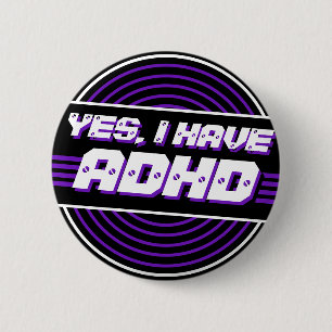 ADHD 80sミュージックブラックパープルビニールレコード 缶バッジ