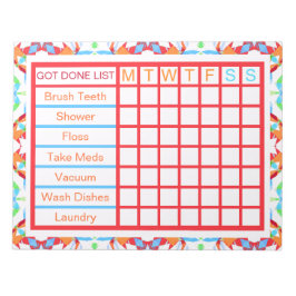 ADHD ADD Girl's Women's Weekly Checklistアラーム ノートパッド