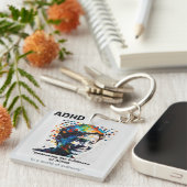 ADHD ADHDステッカーの輝きを生きる キーホルダー (正面右)