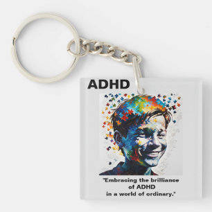 ADHD ADHDステッカーの輝きを生きる キーホルダー