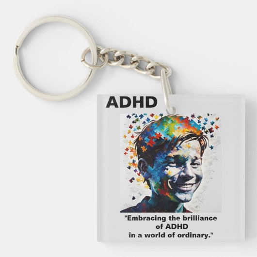 ADHD ADHDステッカーの輝きを生きる キーホルダー (正面)