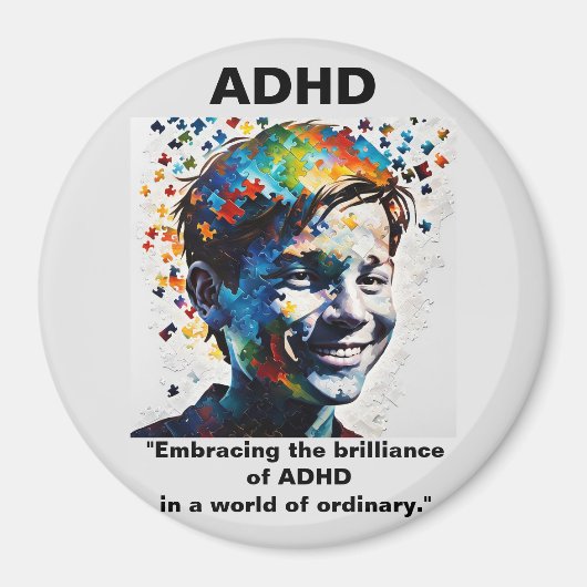 ADHD ADHDステッカーの輝きを生きる マグネット (正面)