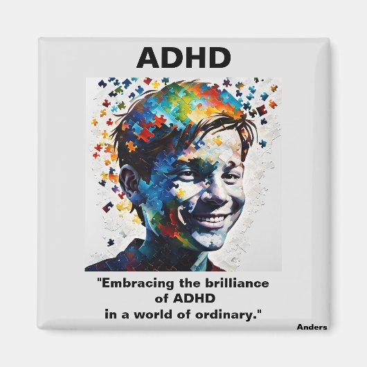 ADHD ADHDステッカーの輝きを生きる マグネット (正面)