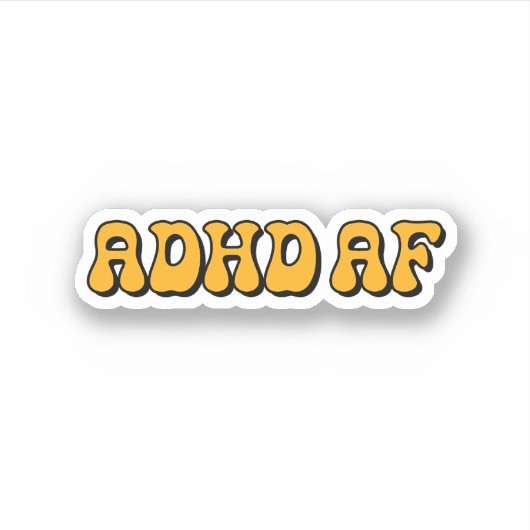 ADHD AFイエロータイポグラフィ シール (正面)