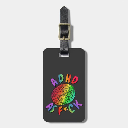 ADHD as F*ck Rainbow Brain ラゲッジタグ (正面縦)