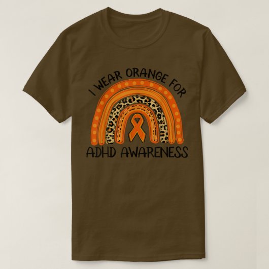 ADHD Awareness Month I Wear Orange For ADHD Rainbo Tシャツ (デザイン正面)