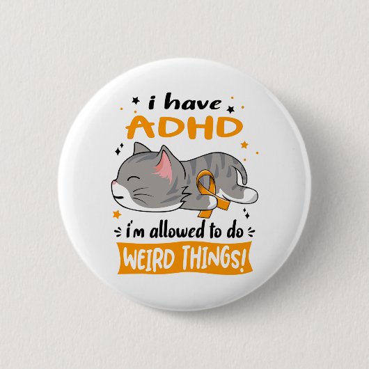 ADHD Awareness Month Ribbon Gifts 缶バッジ (正面)