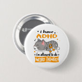 ADHD Awareness Month Ribbon Gifts 缶バッジ (正面&裏面)
