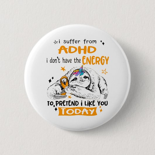ADHD Awareness Month Ribbon Gifts 缶バッジ (正面)