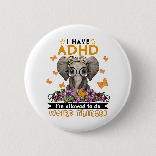 ADHD Awareness Month Ribbon Gifts 缶バッジ (正面)