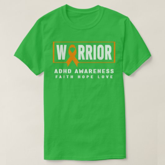 ADHD Awareness Warrior Shirt - Orange Ribbon, ADHD Tシャツ (デザイン正面)