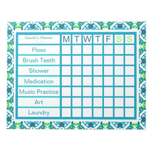 ADHD Boy's Men's Weekly Checklistリマインダープランナー ノートパッド (正面)