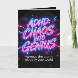 ADHD Chaos Into Genius Neon Motivational Quote  サンキューカード