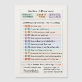 ADHD Cleaning Routine Checklist Magnetic