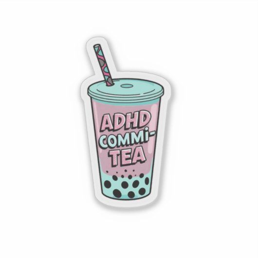ADHD Commi-tea sticker シール (正面)