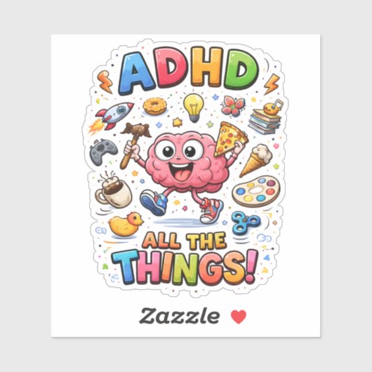 ADHD Creative Humor Custom-Cut Vinyl Sticker シール (シート)