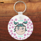 "ADHD Cute"のイラストが入ったキーチェーン キーホルダー (裏面)