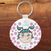 "ADHD Cute"のイラストが入ったキーチェーン キーホルダー (正面)