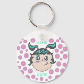 "ADHD Cute"のイラストが入ったキーチェーン キーホルダー (裏面)