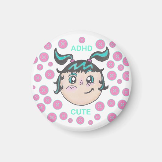 「ADHD Cute」イラストのADHDマグネット マグネット (正面)
