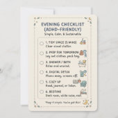 ADHD Evening Routine Checklist Simple Calming Card シーズンカード (正面)