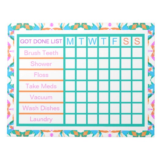ADHD Girl's Women's Daily 得 Done List Reminder ノートパッド (正面)