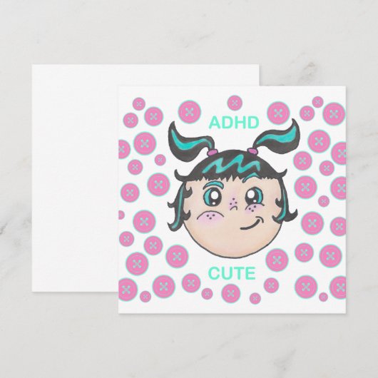 ADHD greeting card  with "ADHD Cute" illustration (正面/裏面)