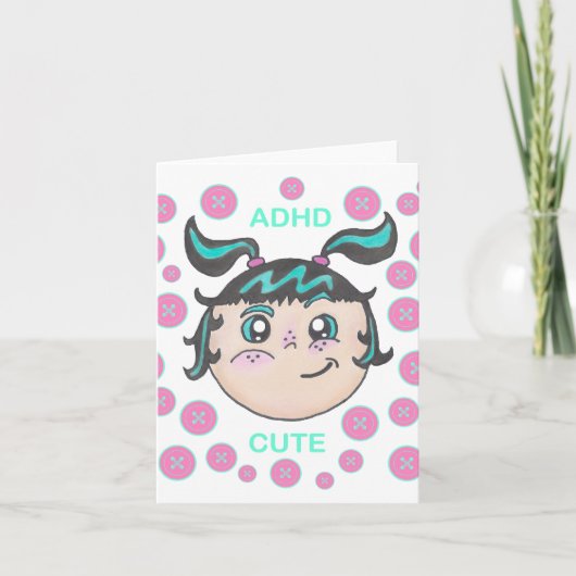 ADHD greeting card  with "ADHD Cute" illustration ノートカード (正面)