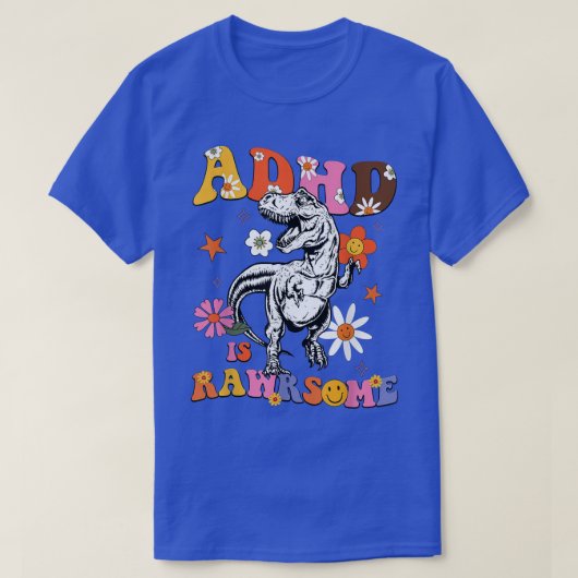 ADHD Is Awesome Boys Girls ADHD Awareness Dinosaur Tシャツ (デザイン正面)
